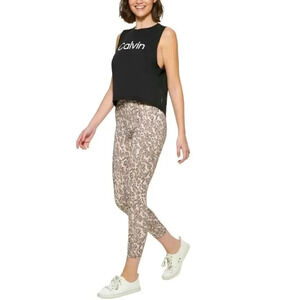 Calvin Klein Performance Printed High-Rise 7/8 Leggings - Leopard Track Moonrock